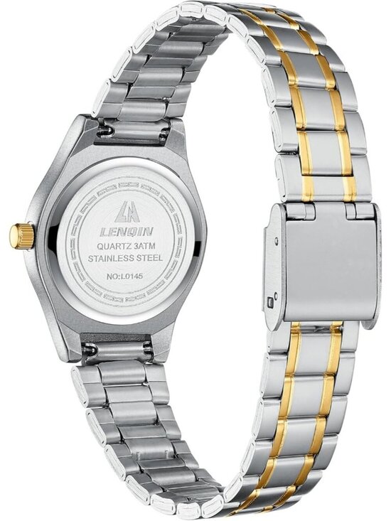 Ln Lenqin Women\'s Silver Gold Stainless Steel Band Waterproof Quartz Wrist Watch main image 7